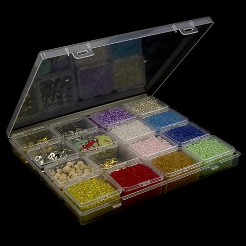 ZIIYAN Bead Storage Containers - 64 Clear Plastic Bead Organizer Boxes with Hinged Lid, Craft Organizers and Storage for Diamond Painting Art, Small Parts, Jewelry Charms - color: Transparent 4 Pack