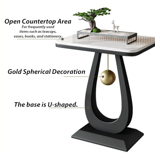 Modern Marble Console Table with Metal Frame, Minimalist Plant Stand, Living Room Display Shelf, Flower Pot Rack, Versatile Furniture for Home Décor - color: White-2, size: 40*30cm/15.7*11.8in