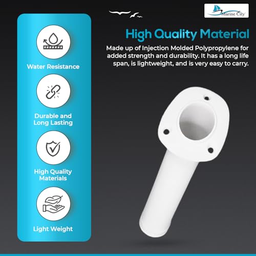MARINE CITY Flush Mount Fishing Rod Holder 30 Degree Polypropylene, Durable, Lightweight, Easy Access for Fishing, Fits 2" Hole, Ideal for Kayaks, Boats and Yachts