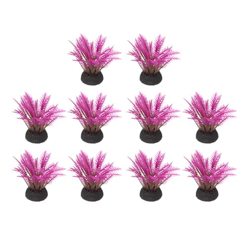 uxcell Aquarium Artificial Plants, 10 Pcs Fish Tank Plants Decorations Accessories Aquatic Ornaments Decor Water Grass, Red (Coco Leaves) - color: Red