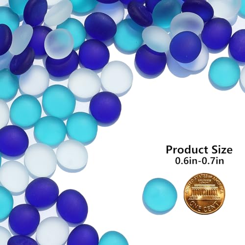 QYGL Sea Glass Gems - 0.9 Lb Blue Mix Frosted Flat Glass Marbles, Flat Gems Decorative Stones for Vase Fillers, Aquarium Rocks, Floral Supplies, Table Scatter, Craft Mosaics, and DIY Ornaments - color: Cobalt Blue, Aquamarine, White