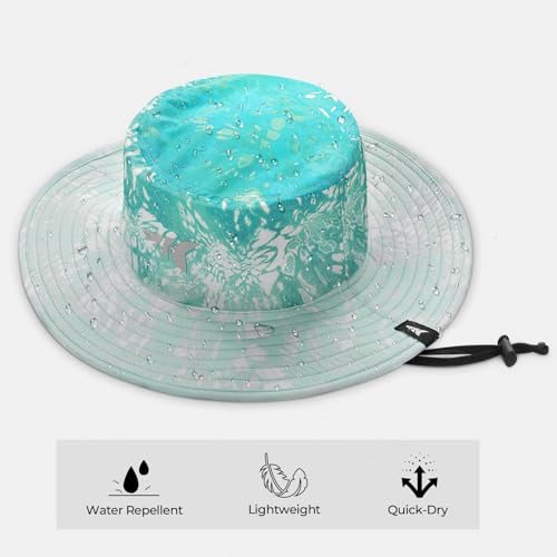 KastKing Sol Armis UPF 50 Boonie Hat - Sun Protection Hat, Fishing Hat, Beach & Hiking Hat, Paddling - color: P: Prym1 Turquoise Fizz Fade, size: Laser-vented Design