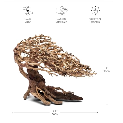 Ultum Nature Systems Bonsai – Handcrafted Driftwood for Aquarium, Tree Shape Aquarium Decor, Fish Tank Decorations, Terrarium Decor, Aquascaping Hardscape for Freshwater & Nano Tank - 019, Medium