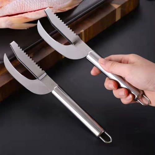 minkissy 2pcs Stainless Steel Fish Scale Remover and Belly Opener Tool Set Multi-use Reusable Seafood Cleaning Kitchen Gadgets for Home Cooking