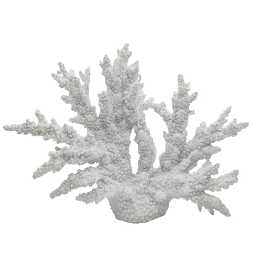 Etlemonde White Coastal Beach Coral Reef Decor Resin Statue - Faux Sea Coral Reef for Bathroom Shelf, Coffee Table, Nautical Beach House Home Decor Accent - color: White-x