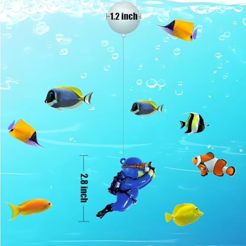 Floating Aquarium Decorations – Diver Fish Tank Floating Decor, Adjustable Floating Fish Tank Accessories for Betta Fish, Cute Aquarium Ornament (Diver Blue) - color: Diver Blue