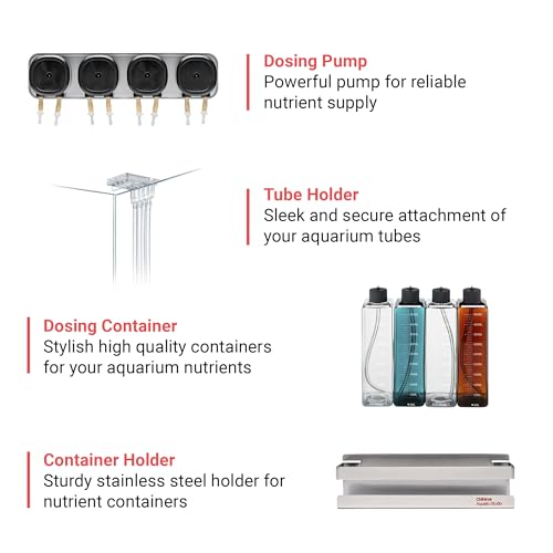 Chihiros Dosing Pump System - 4-Channel Automatic Aquarium Doser with Smart App Operation for Precision Nutrient Delivery, 4 Dosing Containers, Holder & Tubing for Reef Tank & Freshwater Setups