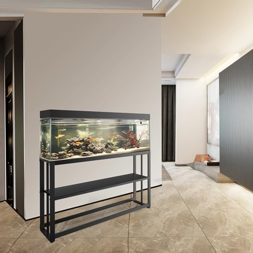 55-75 Gallon Fish Tank Stand with Storage Shelf, 48.5 x14.9 x 29.2 Inch Aquarium Stand, Turtle Tank, Reptile Terrariums and Breeder Tank Stand,980LBS Capacity, Black - color: Black