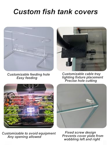 Acrylic Aquarium Lid with Opening - Escape Prevention Cover for Reptiles & Turtles, Ideal Habitat Accessory, Easy Feeding Solution (45x45CM/17.7x17.7in) - size: 45x45cm/17.7x17.7in