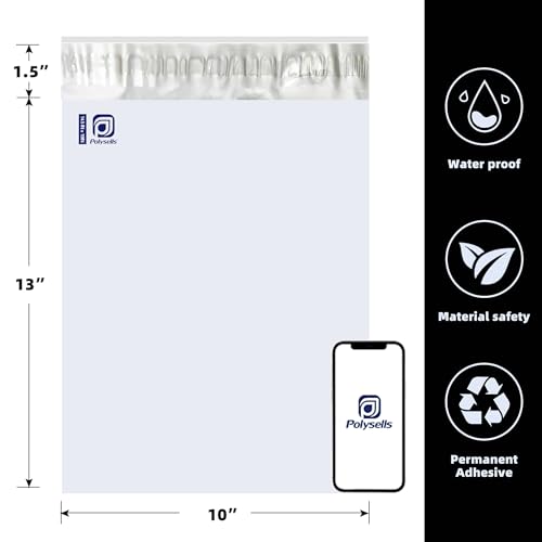 POLYSELLS 100 pcs 14.5x19 Inches White x Silver Poly Mailers Shipping Envelopes, Strong Adhesive Sealing, Waterproof, and Tear-resistant Postal Mailing Bags for Clothing, Books, and Accessories - size: 14.5"x19" 100 PCS
