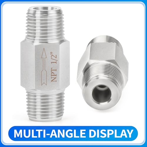ChillWaves 304 Stainless Steel In-Line Siamese Check Valve 1/2" NPT Male Thread, One-Way Non-return Check Valve for Backflow Prevention(1-PACK) - size: 1/2" MNPT, style: Siamese Check Valve