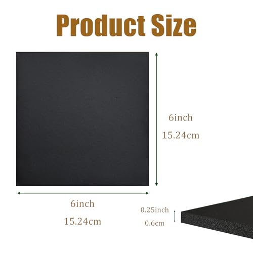 4 Pieces Adhesive Foam Padding 1/4 in Thick X 6 in X 6 in, Anti Vibration Pads, Closed Cell Foam Pads for Anti-Slip, Shock Absorption - size: 6in X 6in X 1/4in, style: With adhesive,Foam