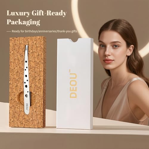 DEOU Professional Eyebrow Plucker & Tweezers - Stainless Steel Tool for Brow Shaping, Hair Removal & Precise Grooming, 9-Hole Non-Slip Grip, Unisex, Gift Box Included