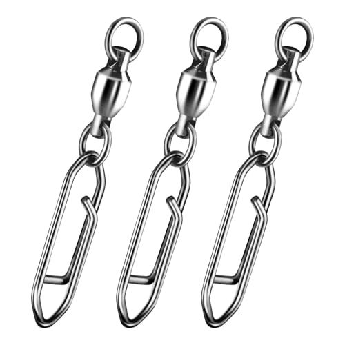 Alwonder 30-Pack Fishing Speed Clips Quick Change Snap Swivels, Ball Bearing Swivel Power Clips Fishing Snap Swivels Freshwater Saltwater Crankbait Popper Lures Quick Snaps Connectors Tackle - size: Size 1+S (44LB) 30pcs