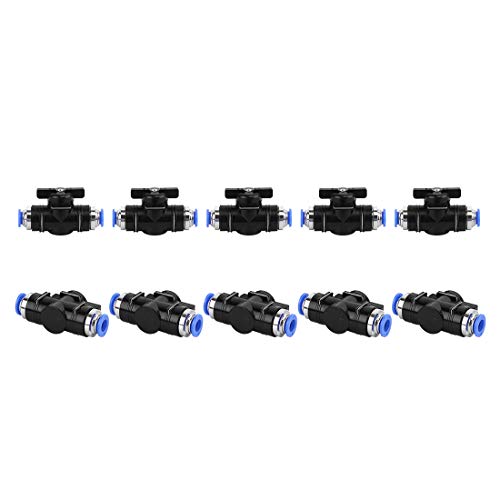SNS Air Flow Control Ball Valve Hand Valve 1/2" OD Union Straight Plastic Push To Connect Fittings (10PCS) BUC-1/2 - size: BUC-1/2