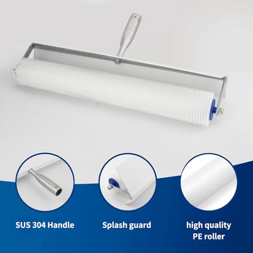 Self-Levelling Cement Tool Kit,Spike Roller for Self Leveling Cement,Epoxy Floor Tools,Roller Brush,Floor Construction Roller Spiked Shoes,Stainless Steel Scraper Self-Leveling Rake(Blue)