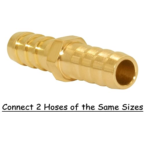 Uenede 8PCS Brass 3/8"OD Barb Splicer Mender Hose Barb Fitting Straight 2-Way Union Garden Hose Repair Fittings for Water/Oil/Gas - size: 3/8" Barb, style: Straight (2 Way)