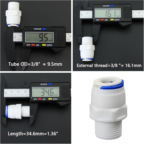 3/8" Male Thread Straight Through x 3/8" PE Hose OD Push-In Quick-Connect Fitting for RO Reverse Osmosis Water Filter, Beverage Dispenser & Water Filtration/Purification Systems Accessories (5PCS) - style: 3/8" Male Thread to 3/8" Quick-Connect Straight