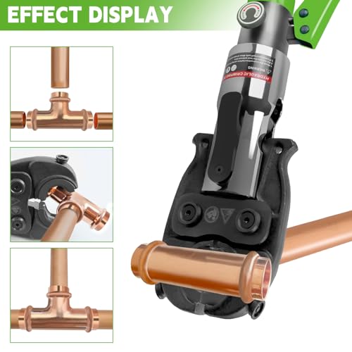 AMZCNC ProPress Tool Copper Tube Fittings Hydraulic Copper Pipe Crimping Tool with 1/2 inch,3/4 inch and 1 inch Jaws Copper Pipe Press Crimpers Pressing Pliers,Suit for Narrow Space and Tee Fittings