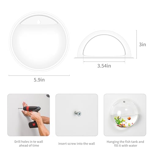 2PCS Wall Hanging Plant Terrarium, Wall Mounted Fish Bowl Tank Clear Flower Pot Aquarium, Acrylic Globe Flower Vase Planter, Wall Fish Bubble Tank for Succulent Plants, Hydroponic Air Plant