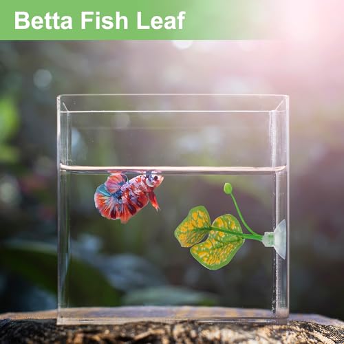 Betta Fish Leaf, Natural Habitat Simulation for Betta Spawnings Grounds, Betta Spawnings Leaves, Resting Bed, Large Small Leaves, Orange Deep Green