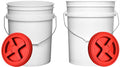 House Naturals Food Grade 5 Gallon Made in USA Plastic Bucket with Air Tight Screw on Lid (White Buckets with Red Lids) - color: White Buckets With Red Lids