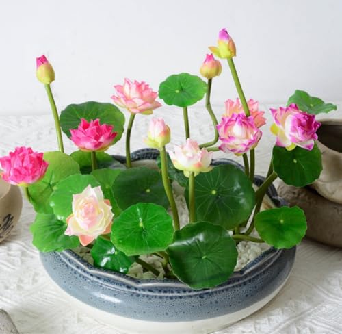 6 Pcs Water Lily Artificial Flower,10" Silk Plants Floating Flowers,Plastic Flowers Lotus Flowers,Realistic Fake Flowers Lotus Decor for Fish Tank Decoration Home Decor (Multicolor) - color: Multi Color
