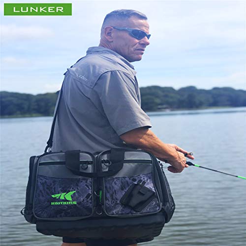KastKing Fishing Gear & Tackle Bags - Saltwater Resistant Fishing Bags - Fishing Tackle Storage Bags - color: B2: Large-Lunker(Without Trays, 19.7"x13"x10.6")-Blackout