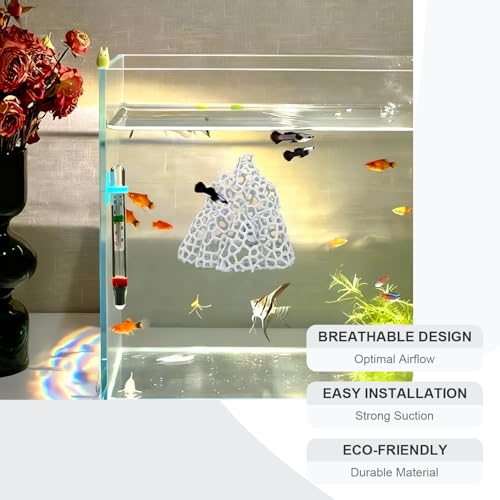 Cave with Suction Cup, Aquarium Betta Fish Hideout Habitat Decor, Stable Resting Hiding Place for Cherry Shrimp, Dwarf Shrimp, Guppy and Small Fish (White)