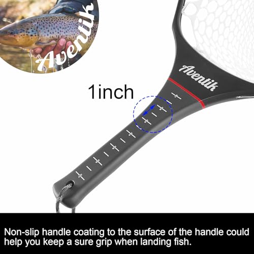 Aventik Fly Floating Fishing Net Carbon Fiber Landing Trout Net Light Weight Clear Rubber Ghost Net Catch & Release - color: Stealth Boat Frame standard handle black magnet