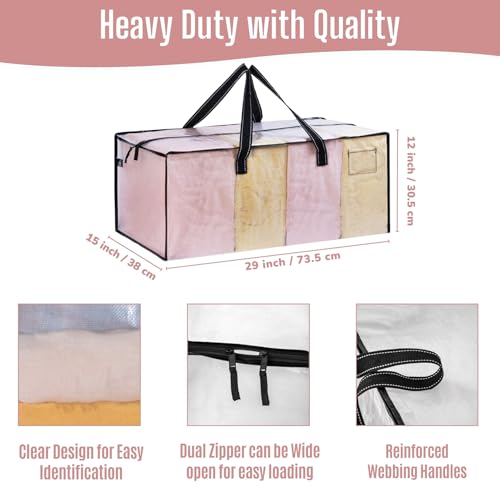 VENO 2 Pack Heavy Duty Moving Bags, Clear Packing Bags for Easy Visibility, Alternative to Moving Boxes, Storage Bins for Clothes, Blankets, Comforters, College Dorm Essentials (Clear, 2 Pack) - color: Clear, size: 2 Pack