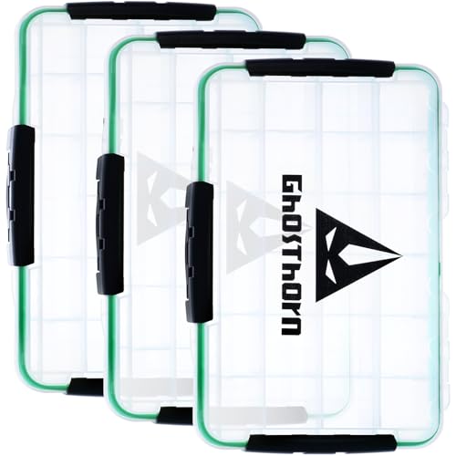 Ghosthorn Fishing Tackle Box, Waterproof 3600 and 3700 Tackle Trays, Plastic Tackle Box Organizer with Removable Dividers Storage Lure Box for Lures 3 Packs (3700 * 3) - style: 3700*3