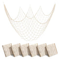 6 Pcs Natural Fish Net, 80 x 40 Inch Natural Cotton Fish Net Decorations, Ocean Themed Wall Hanging Fishing Nets for Sea Party, Beach Party, Wall Decor, Table Decor (Beige) - size: 6 Pcs