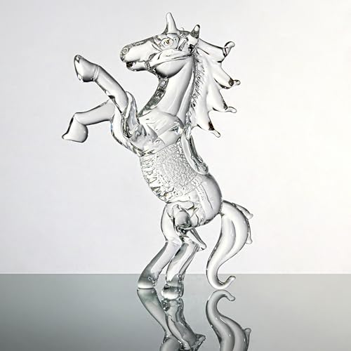YU FENG Crystal Horse Figurine Collectible 6.3inch, Clear Glass Rearing Horse Statue, Animal Home Decor Table Centerpiece, 2026 Year of The Horse Gift - style: Horse