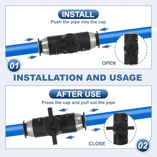 PATIKIL 6mm (1/4") Push to Connect Fittings Ball Valve, 6 Pcs 0-60 Degree BUC Air Flow Control Valve Quick Straight Connectors Air Hose Fitting for Pneumatic System Pipeline, Black - size: 6mm (1/4")