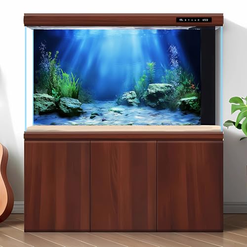 Underwater Scene Aquarium Background Under The Sea Coral Reefs Fish Tank Background Ocean Bottom Scene Sand Rocky Outcrops Terrarium Backgrounds Tropical Undersea Life View Tank Backgrounds 24x12in - color: Dark_Blue, size: 24(W)x12(H)inches/ 60(W)*30cm(H