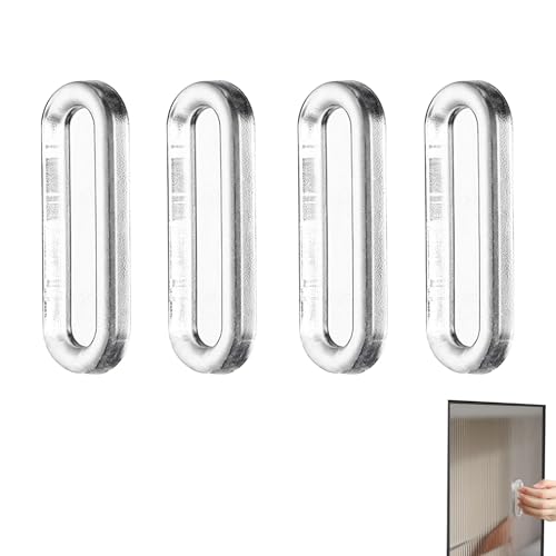 4 Pcs Clear PU Self-Adhesive Recessed Finger Pulls - Oval Sliding Door Handles, Instant Handle for Glass Doors, Windows, Drawers & Cabinets