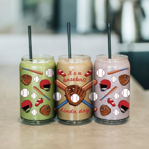 arricraft 10 Sheets Baseball Theme UV DTF Cup Wrap for 16OZ Glass, Baseball Helmet Glove Whistle Trophy Rub on Decals PVC Transfer Stickers for DIY Cups Wood Funiture 24x11cm/9.4x4.3inch - style: Baseball Theme