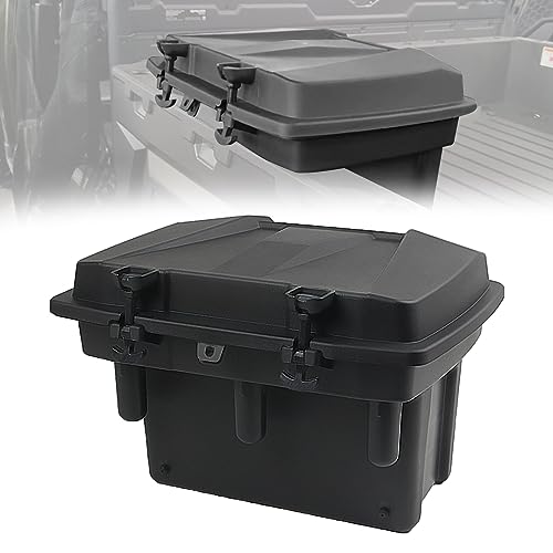 Rear Cargo Storage Box 21L Compatible with 2016-2025 Polaris Ranger/Ranger XP 500 570 900 1000, Polaris General 1000 Accessiories UTV Removable Waterproof Bed Box with Top Tool Tray