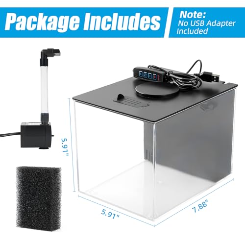 AQUANEAT Fish Tank, 1 Gallon Betta Fish Tank, Small Aquarium Kit with LED Light and Water Filter Pump