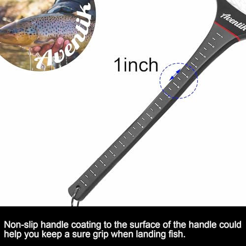 Aventik Fly Floating Fishing Net Carbon Fiber Landing Trout Net Light Weight Clear Rubber Ghost Net Catch & Release - color: Stealth Boat Frame long handle black magnet