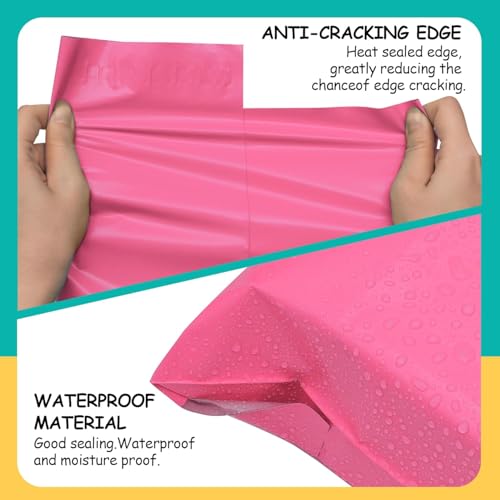 Poly Mailers 10x13 Inch 200 Pcs - Pink Waterproof Shipping Envelopes for Small Business with Tear Resistance and Self-Sealing Feature - Ideal Packaging Bags for Mailing, Shipping, and More - color: Pink, size: 10x13 Inch 200 Pcs