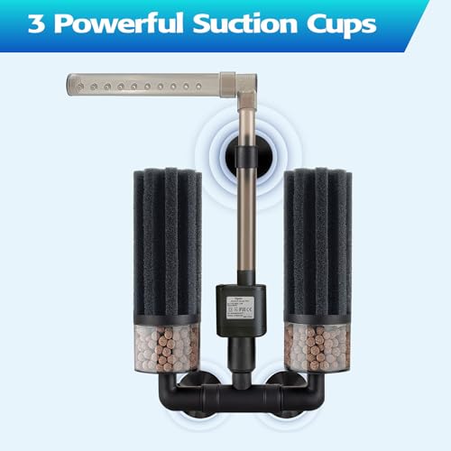 Electric Sponge Filter for Aquarium, Ultra Quiet Submersible Power Filter with Bio Media, Gentle Filtration for Shrimp, Betta,Nano and Fry Tanks - size: 20 to 75 Gal