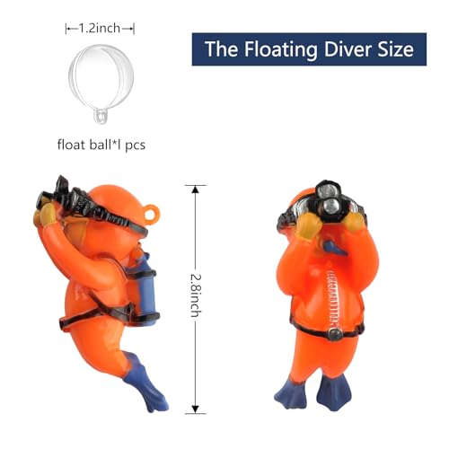 onesimcr Floating Fish Tank Decorations, Aquarium Decorations, Lovely Diver Fish Tank Decorations, Floating Device Fish Tank Accessories，Suitable for All Kinds of Fish Tanks(Orange)… - color: Orange