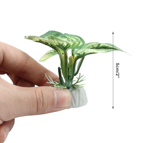 Soft Aquarium Plants Betta Fish Tank Decorations Betta Leaf Pad 2 Inch, Silk Plastic Artificial Plants for Aquarium Reptile Tank Decor (B-4Pcs Set/Green) - color: B-4pcs Set/Green