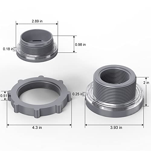 TAISHER 2PCS Black PVC 2'' Bulkhead Tank Connector Adapter Fitting with Plugs & Gasket for Water Tank, Rain barrels, Aquariums, Bathtubs and Sink - size: 2"(PVC) with Plugs & Gasket