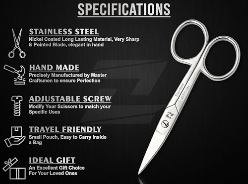Nail Scissors Curved for Women and Men, Long Lasting Sharp Nickel Plated for Manicure and Pedicure, German Quality Multipurpose Professional Eyebrow Scissors - style: Victorian