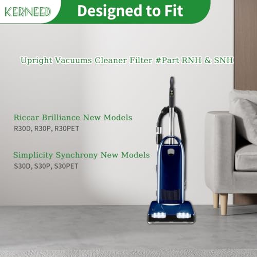 8 Pack R30D HEPA Replacement Vacuum Bags for Riccar Brilliance R30D, R30P, R30PET & Simplicity Synchrony S30D, S30P, S30PET Upright Vacuums Cleaner, Part RNHC-6/SNH-6