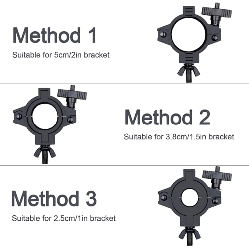 Stage Lighting Truss Clamp, Heavy Duty Mounting Hook for DJ Lights,Lighting O clamp Fit 3 Size Pipe Diameter: 25mm/1inch, 38mm/1.5inch, 50mm/2inch 4 Pack Black - color: Black-4pack