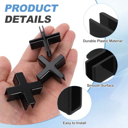 uxcell 24Pcs Plastic Glass Connector, Suitable for 5mm Thick Cross Shaped Glass to Glass Clamp, Fixing Bracket Rimless Clip Holder for Aquarium Fish Tank Display Shelves, Black - color: Black, size: 5mm